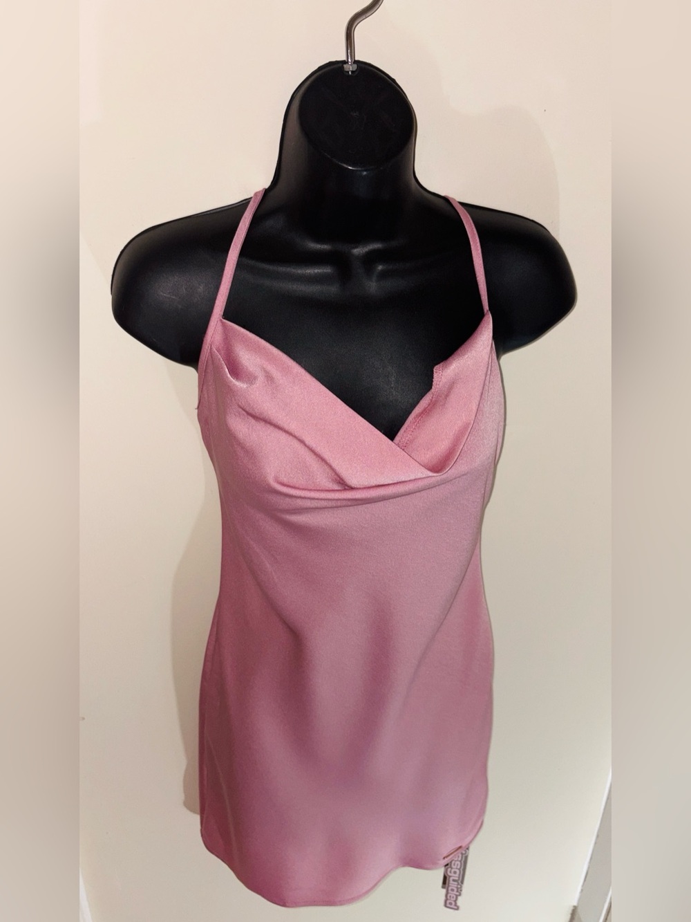 Missguided Pink Satin Slip Dress